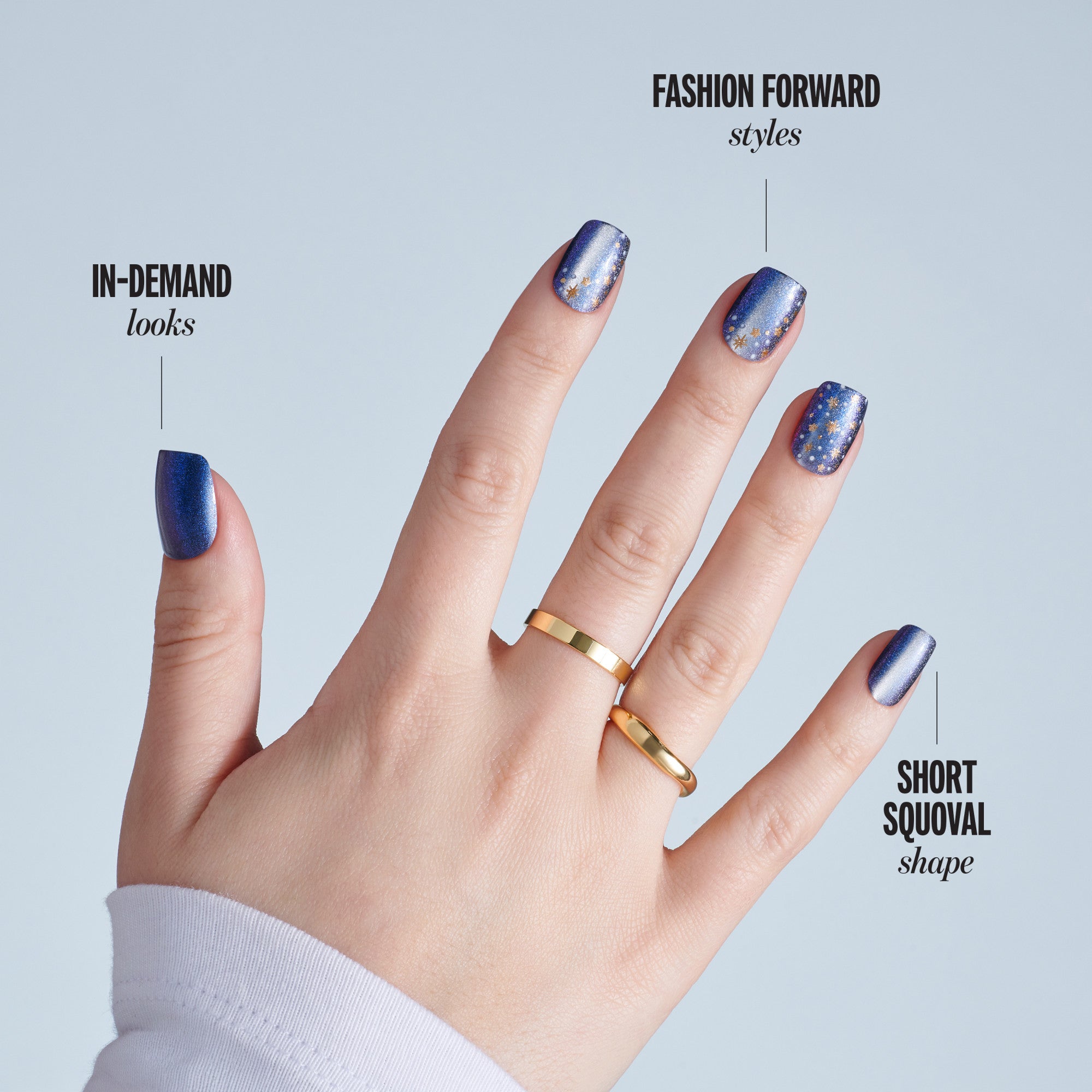 Kiss Haunt Halloween Press On Fake Glue Nails - Silent Howl | Design, Blue, Short, Squoval, Glow In The Dark