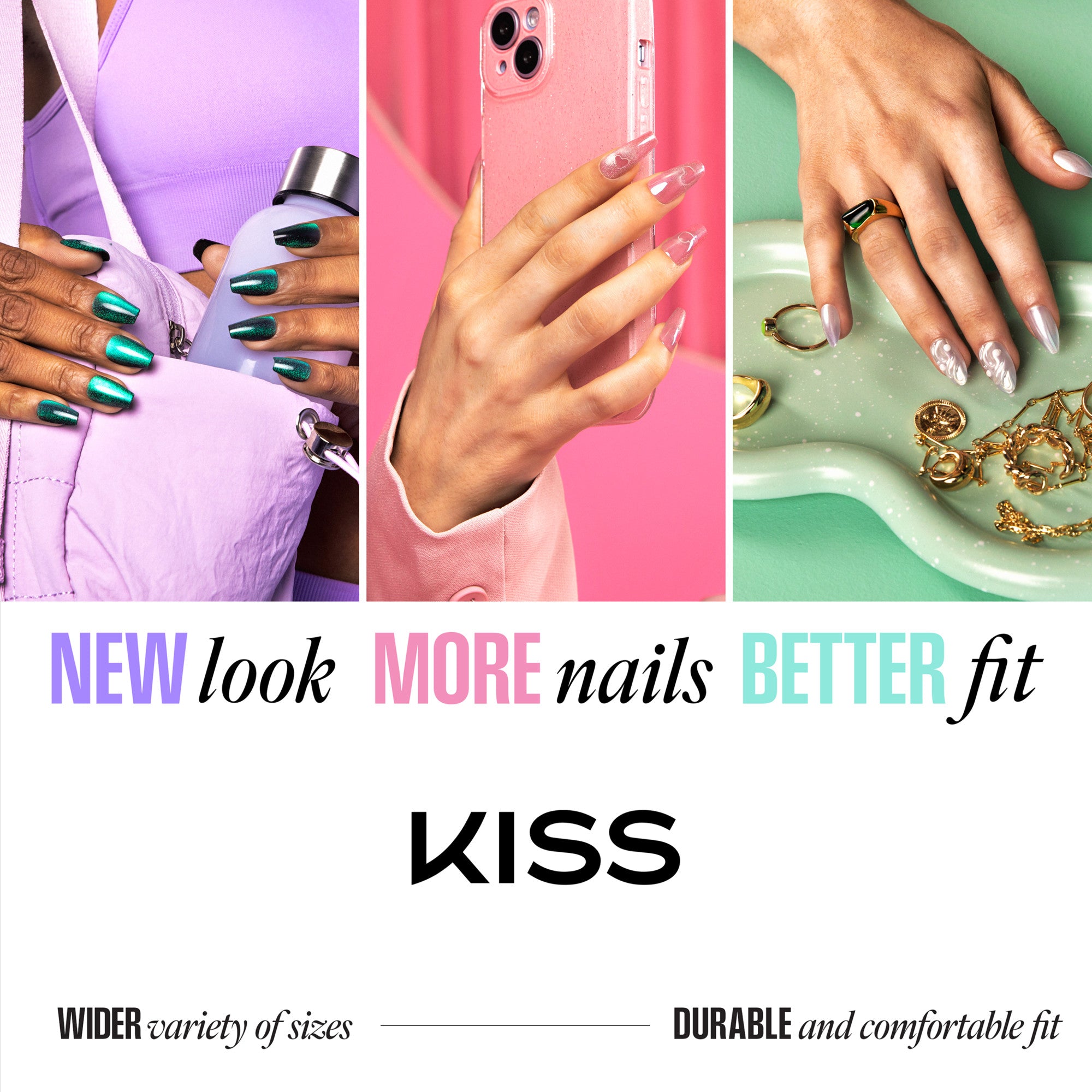 KISS LOVE Design Press On Glue Nails - Falling for Forever