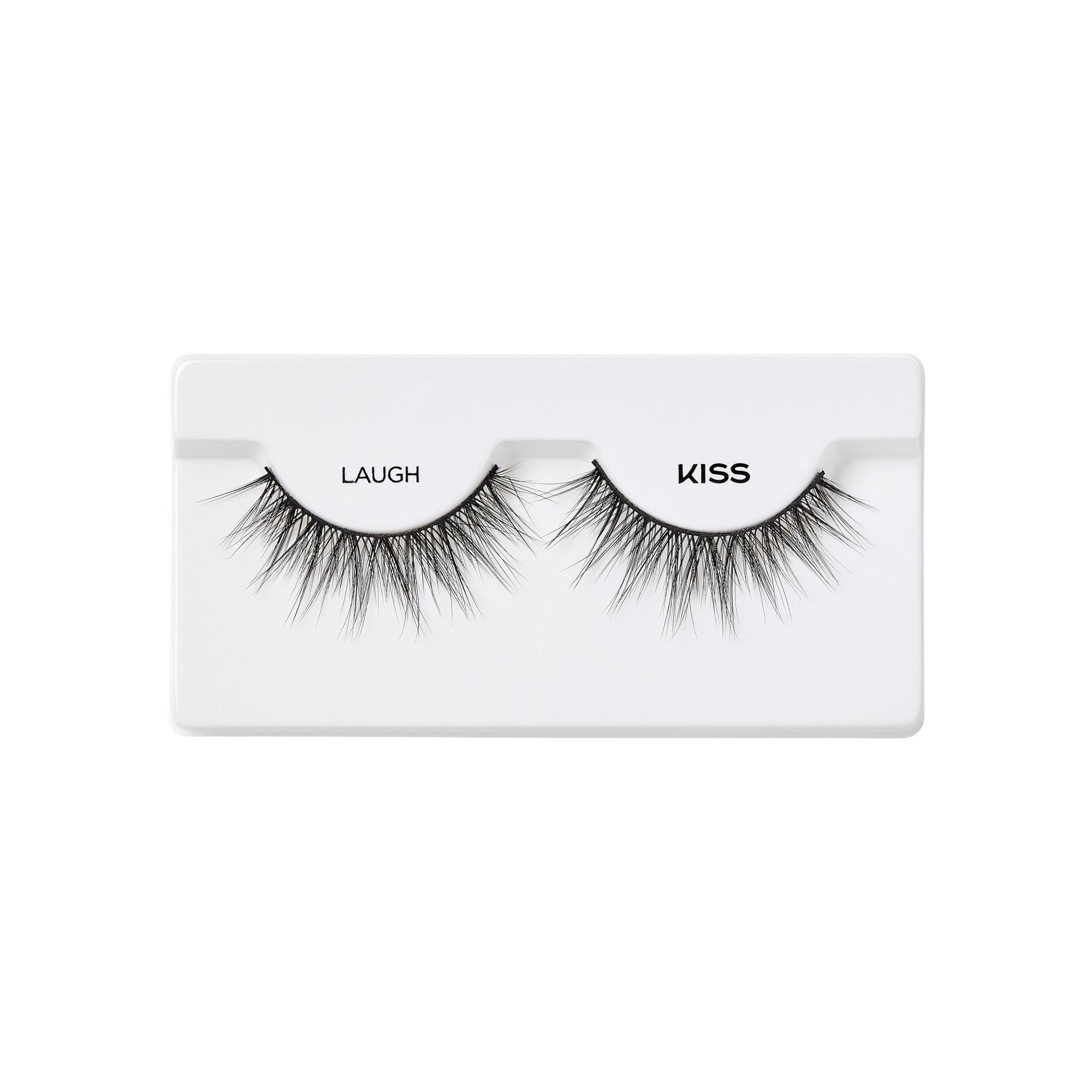 Pair of black KISS false eyelashes labeled \