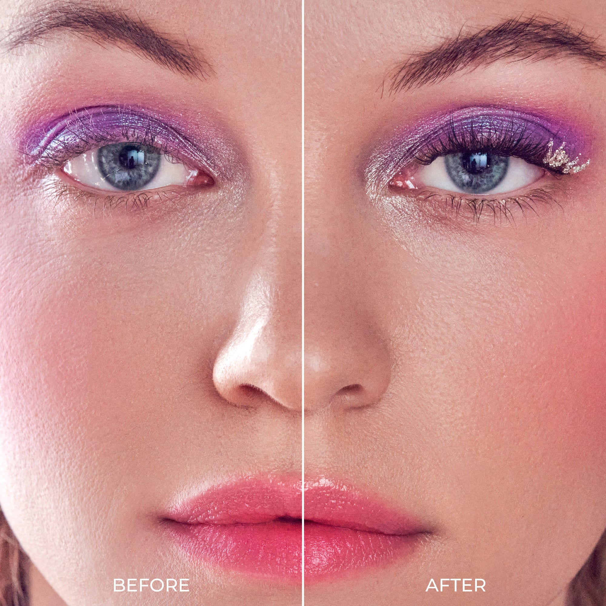 Close-up split view of a woman&