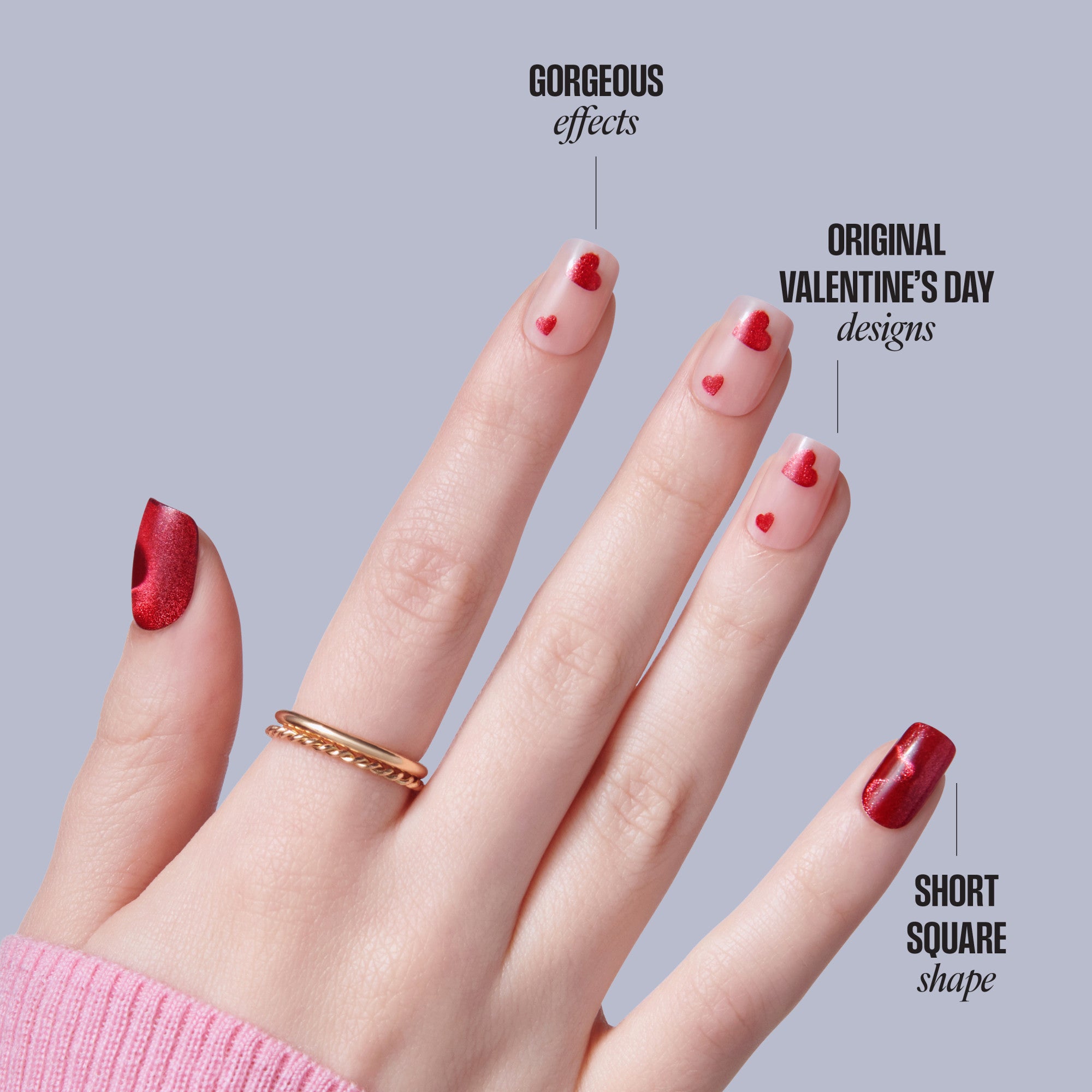 KISS LOVE Design Press On Glue Nails - Hues of Love