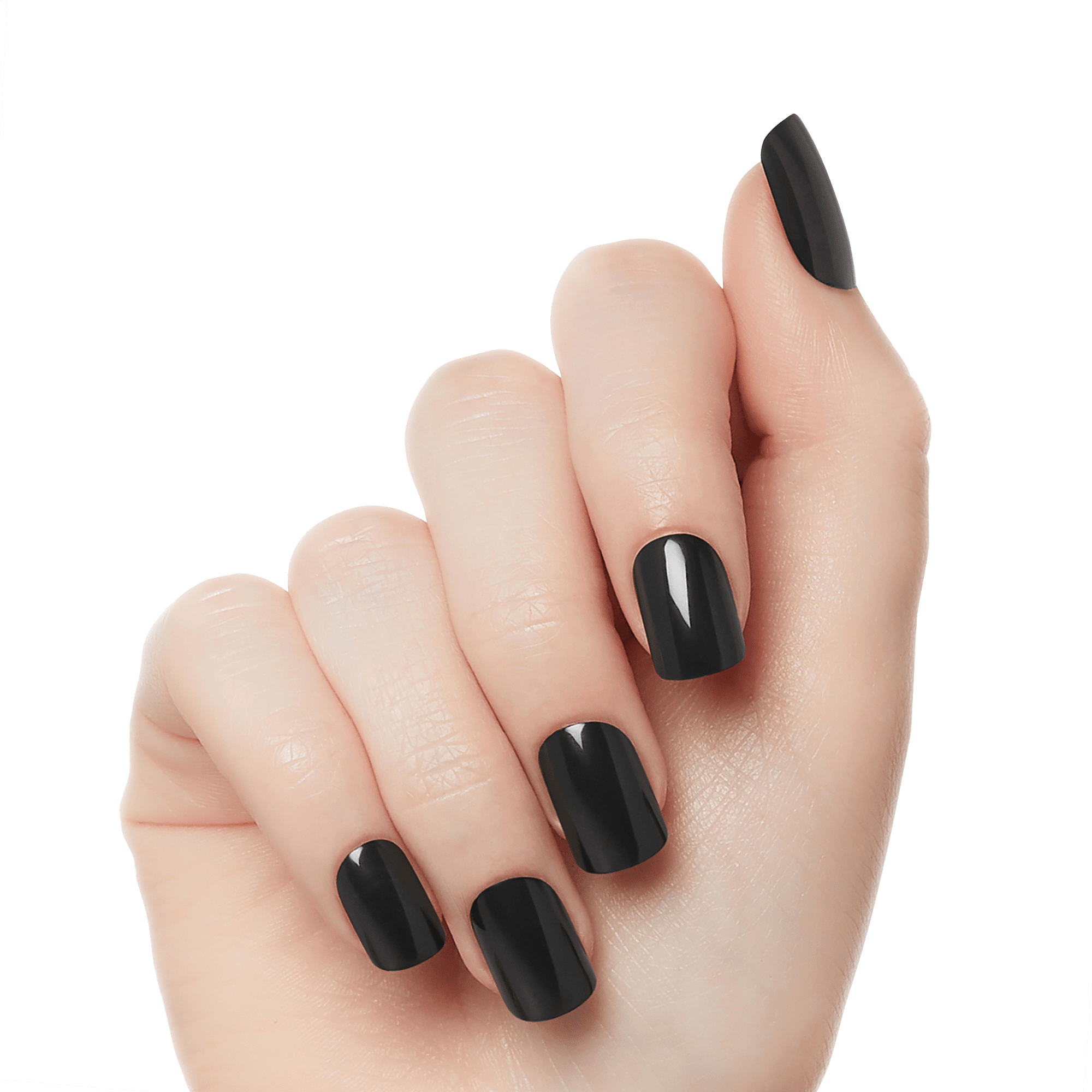 KISS Gel Fantasy Press-On Nails, Short, Black, Nail Kit with Pink