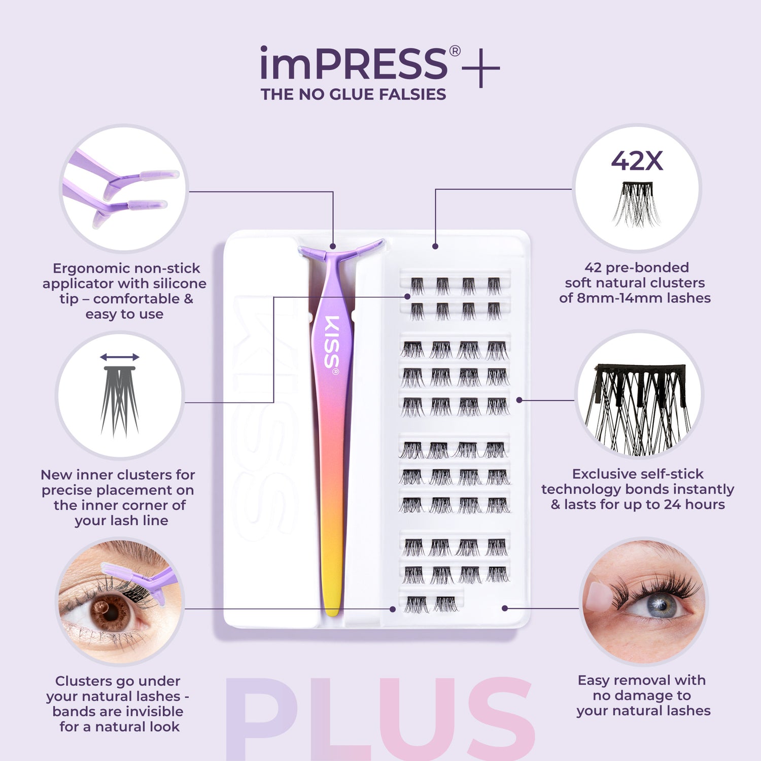 imPRESS+ Press On Self Adhesive Eyelashes - Soft Natural