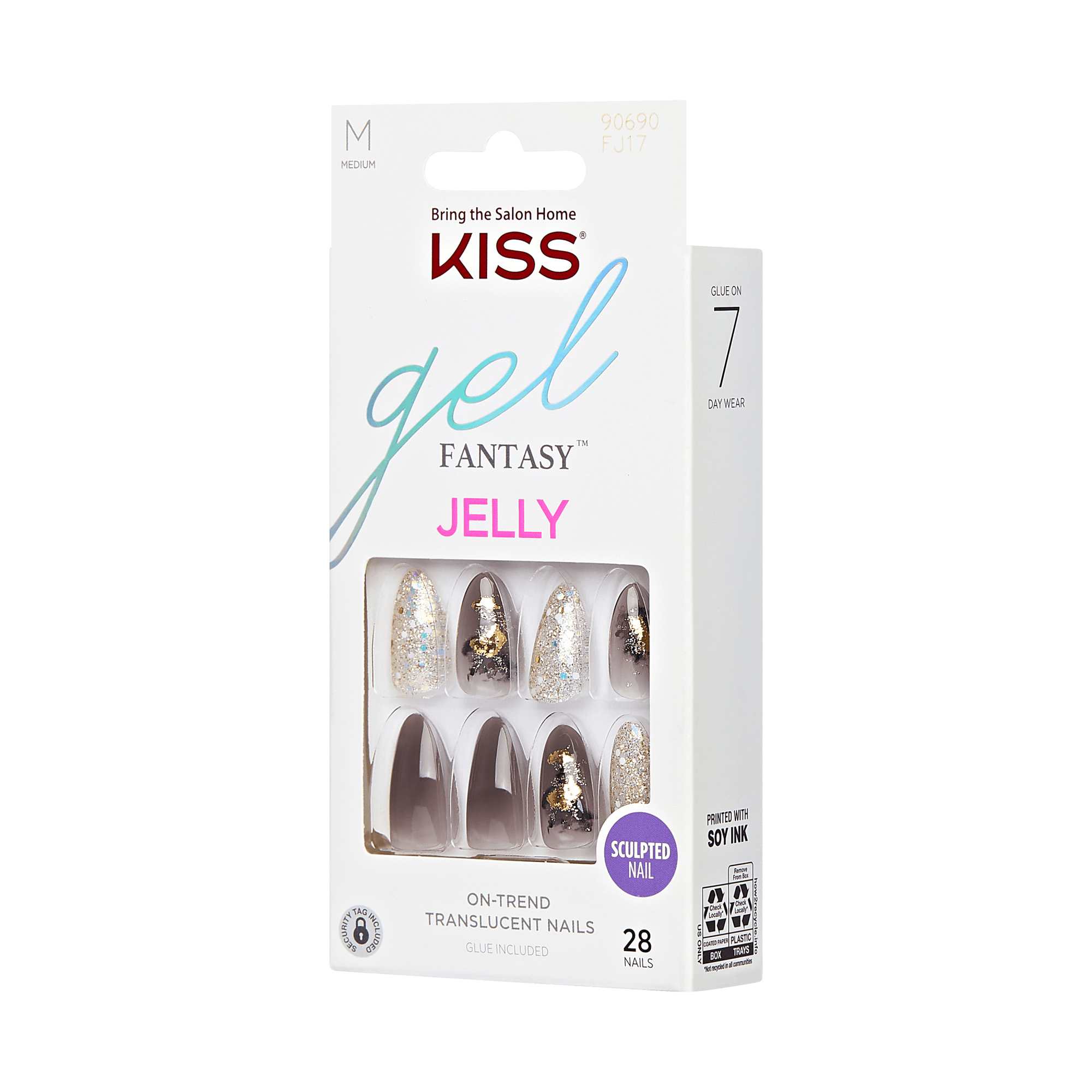 KISS Gel Fantasy Jelly Press On Glue Nails - Floral Jelly