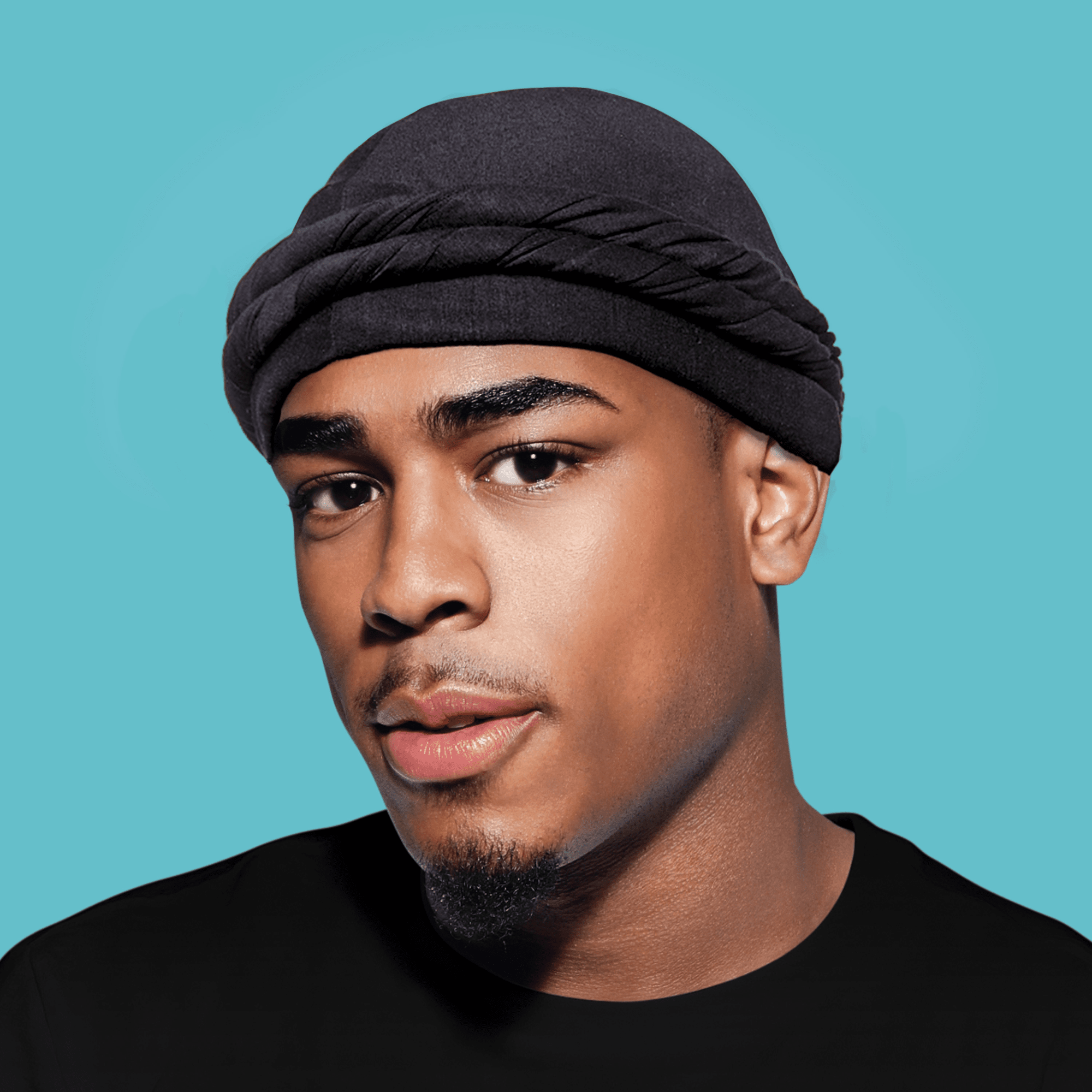 KISS Colors & Care Premium Satin-Lined Halo Turban & 2 Wave Cap, Black