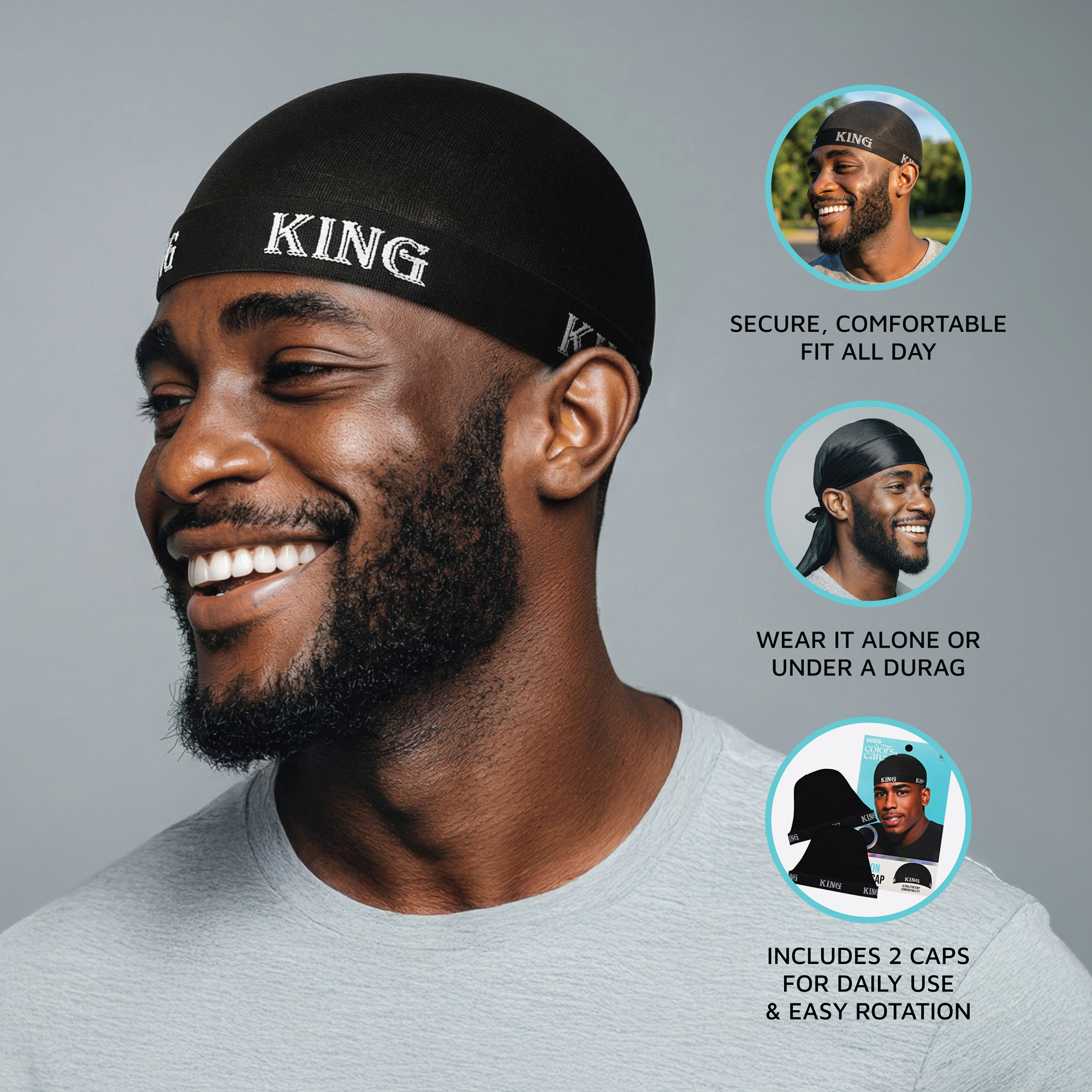 Kiss Colors & Care Premium Fashion Wave Cap - Black