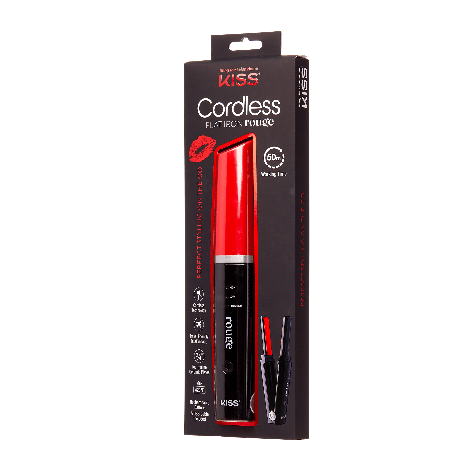 KISS Portable Cordless Flat Iron Hair Straightener