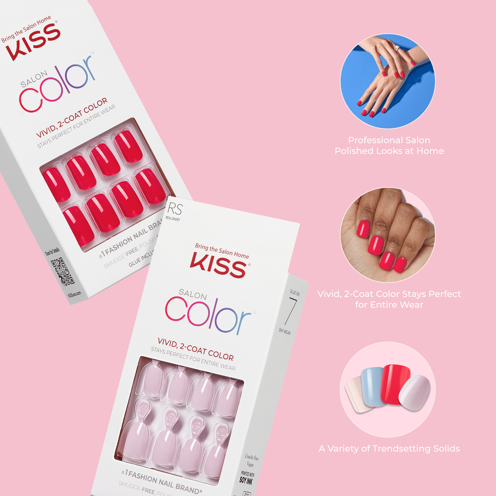 KISS Salon Color Press On Glue Nails - Truthful