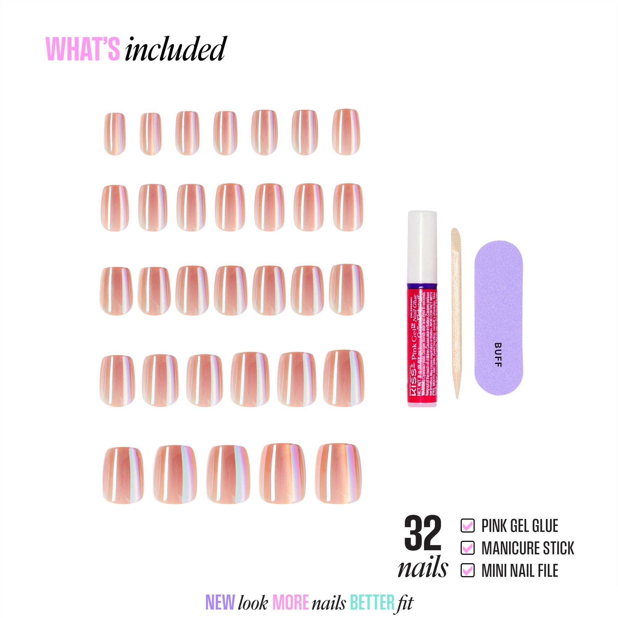 KISS GLAM Embellished Press On Glue Nails - Golden Hour Affairs