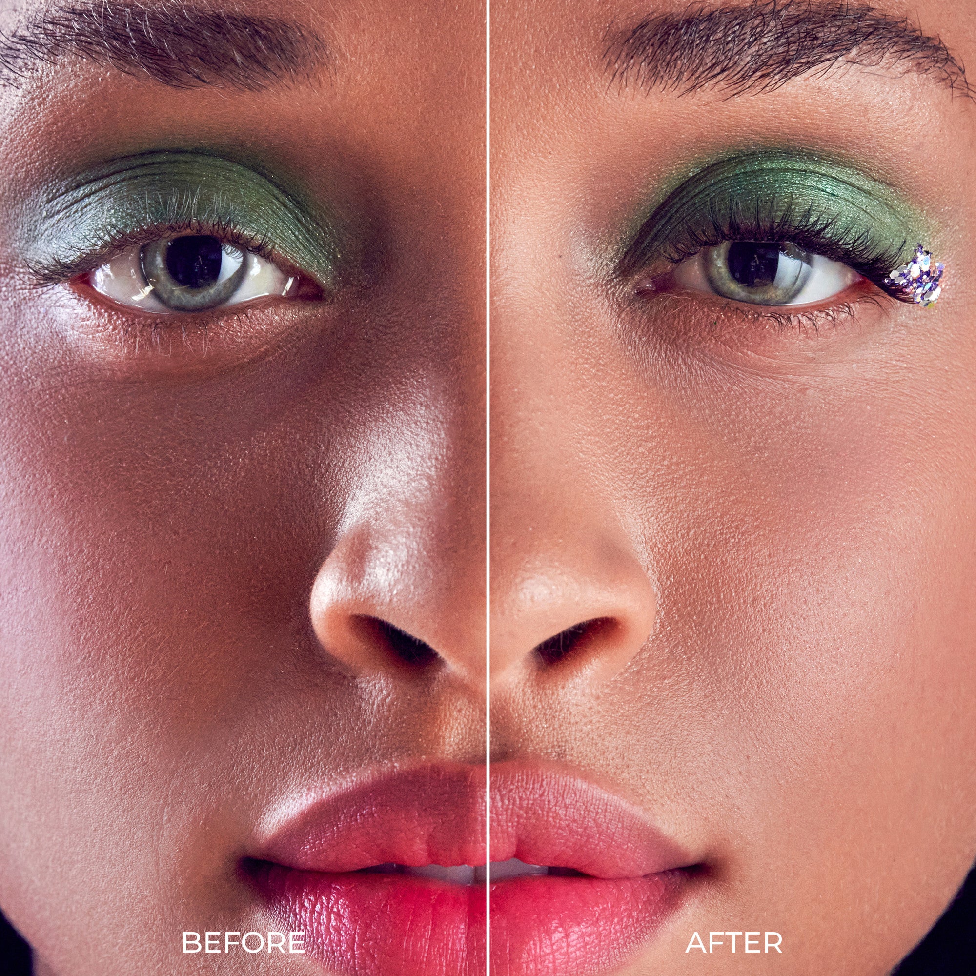 Close-up split view of a woman&