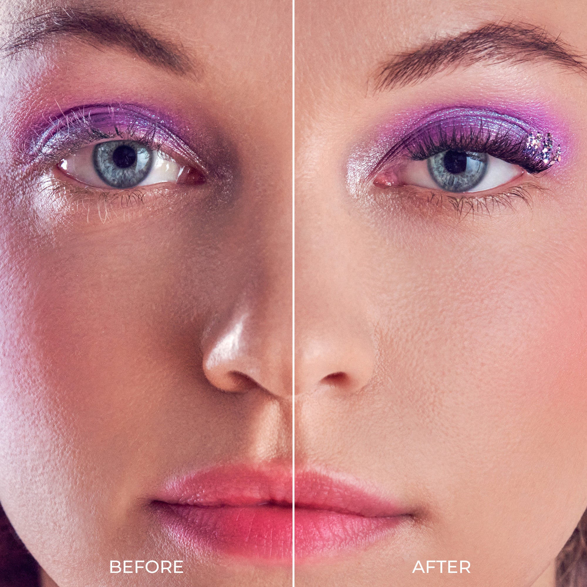 Close-up split view of a woman&