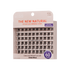The image features a packaging of false eyelashes from the brand KISS, specifically labeled "The New Natural." The product is designed for an effortless minimal look and offers up to 10 applications. The packaging showcases several rows of eyelash clusters, with varying lengths indicated (10mm). It highlights a "Clean and Defined Look with Lifted Effect" and includes a total of 60 clusters. The overall design is sleek and modern, emphasizing the product&