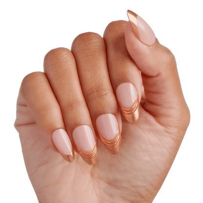 KISS Gel Fantasy Allure Press On Glue Nails - Golden Trace