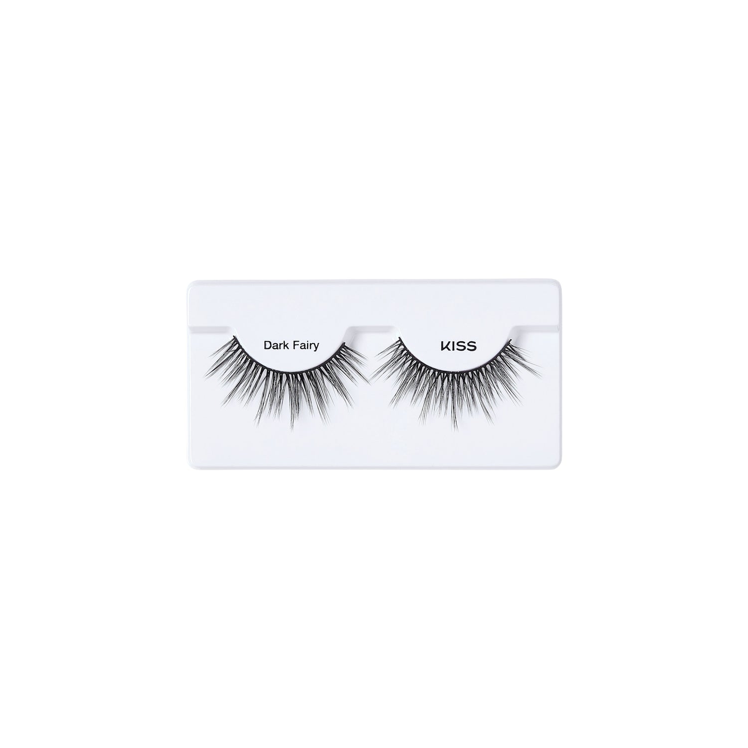 KISS Dark Fairy false eyelashes on white packaging strip