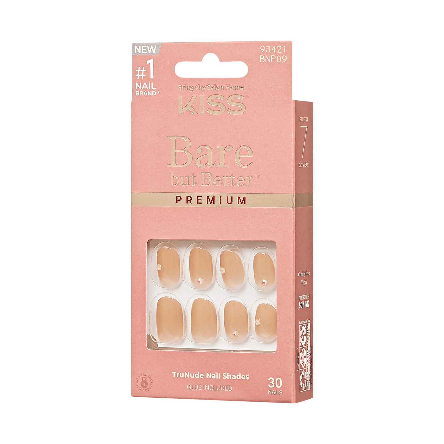 KISS Bare but Better Premium Press On Glue Nails - Stay