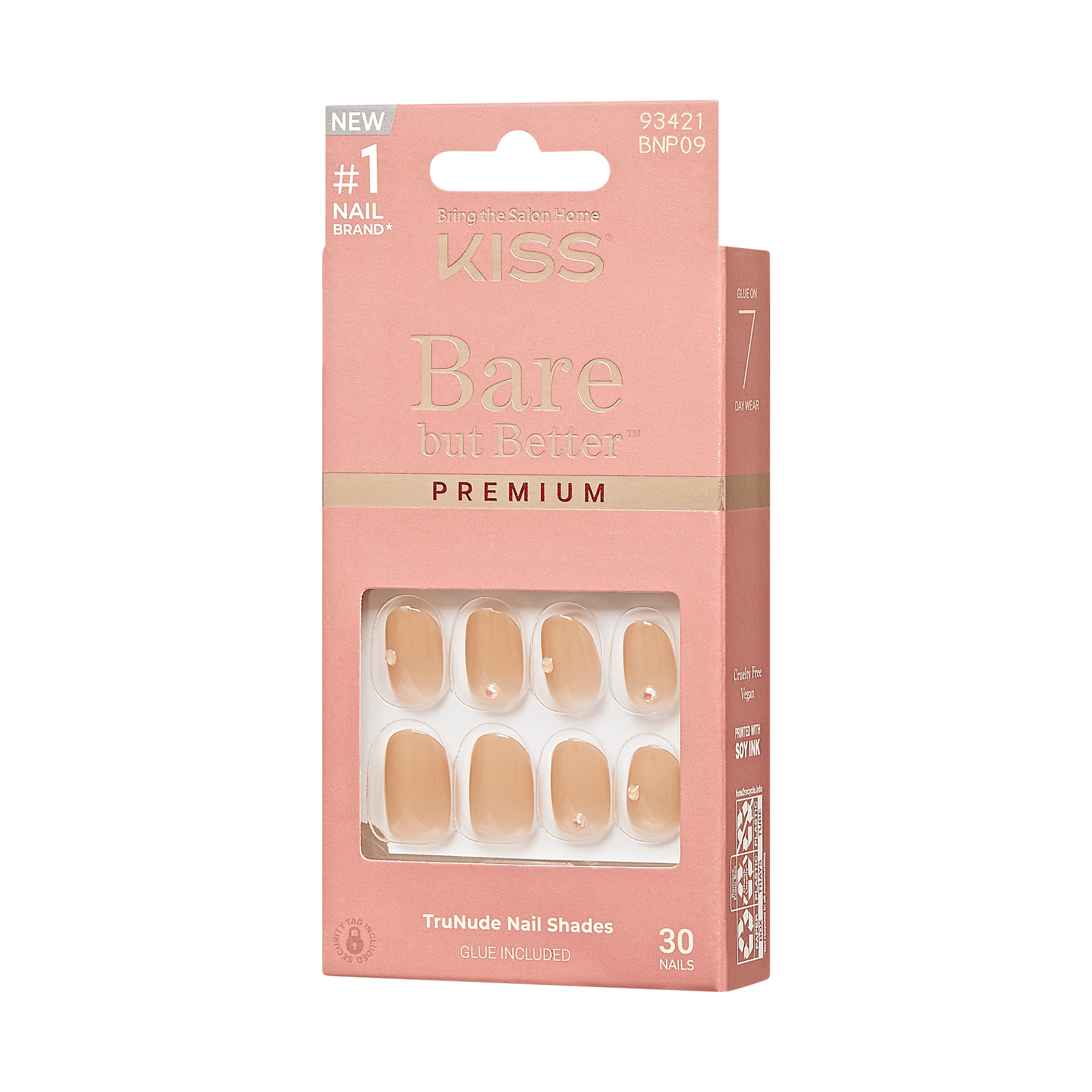 KISS Bare but Better Premium Press On Glue Nails - Stay