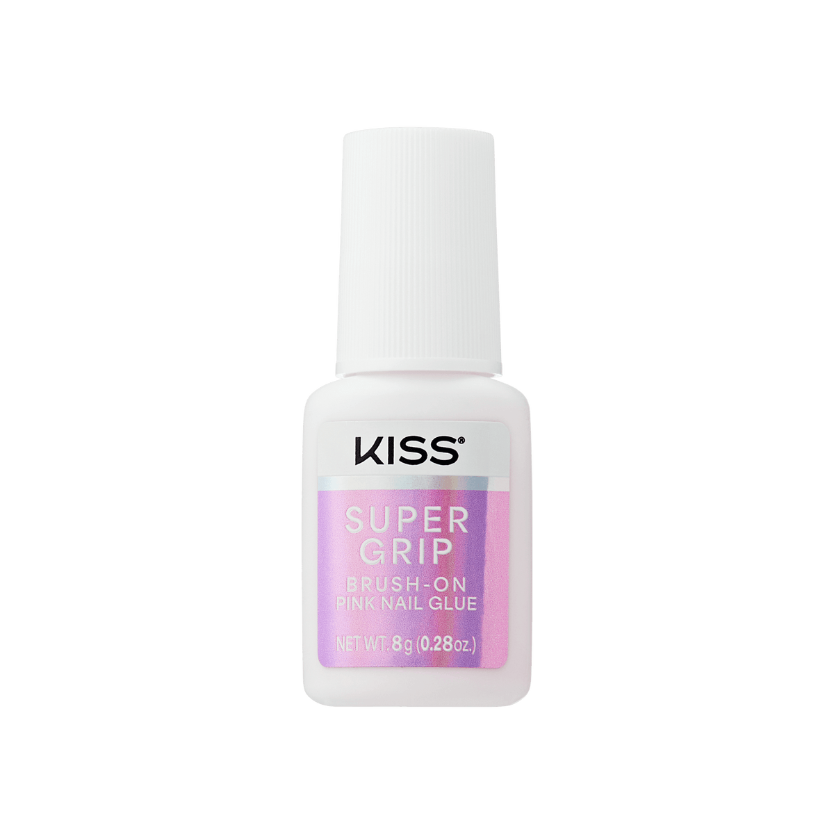 Kiss SuperGrip Brush-On Pink Nail Glue | Nail Adhesive, Press-On Glue, Vitamin E Infused, Long-Lasting Wear, Clean &amp; Strong, Pink Tint, 0.28 oz.