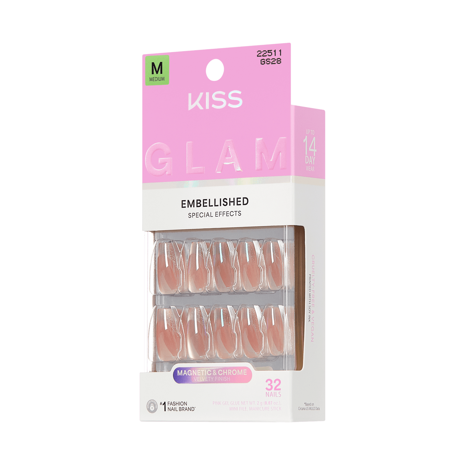 KISS GLAM Embellished Press On Glue Nails - Dusk Mirage