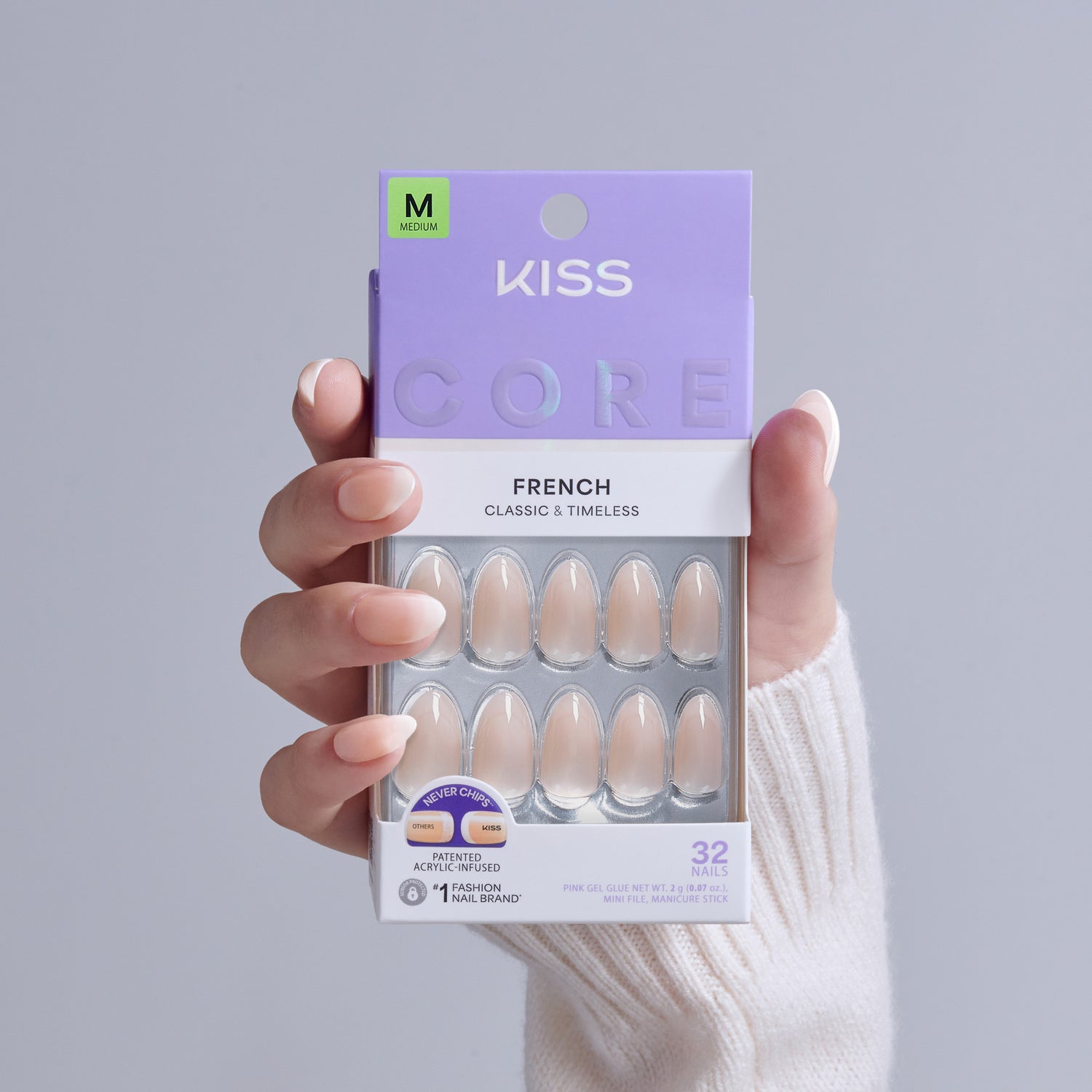 Kiss Core Burble French Medium Nails 32 each Kiss Core Burble French Medium Nails 32 each