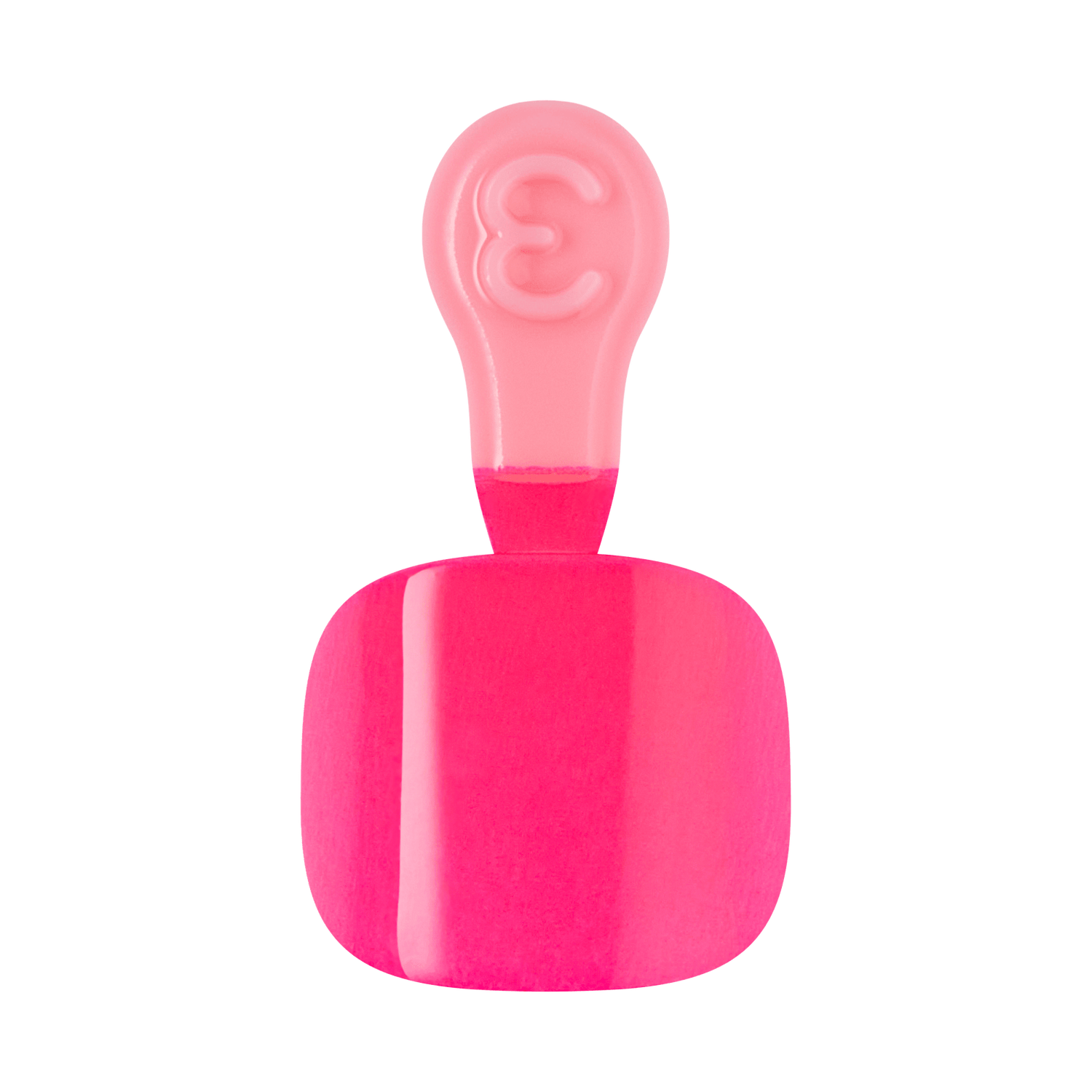 Pink and magenta abstract figure with rounded head and body on white background.