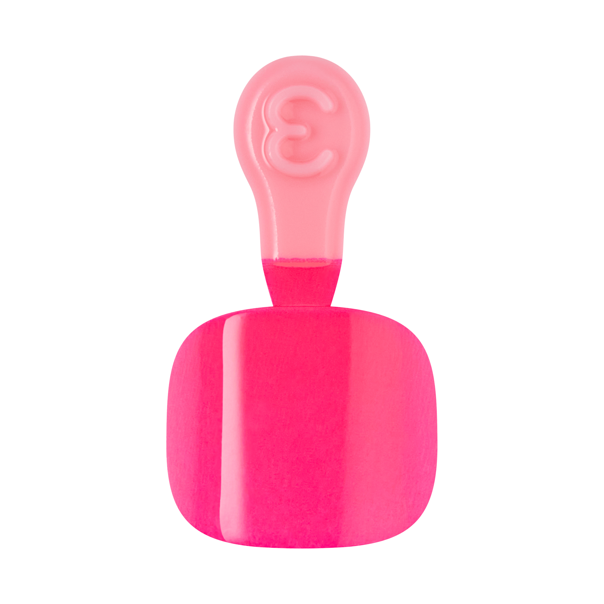 Pink and magenta abstract figure with rounded head and body on white background.