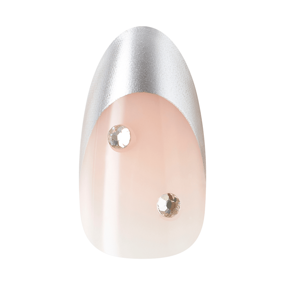 Kiss Merry Holiday Press On Fake Glue Nails - Let It Glow | 3D &amp; Jewel French Design, Silver, Medium, Almond