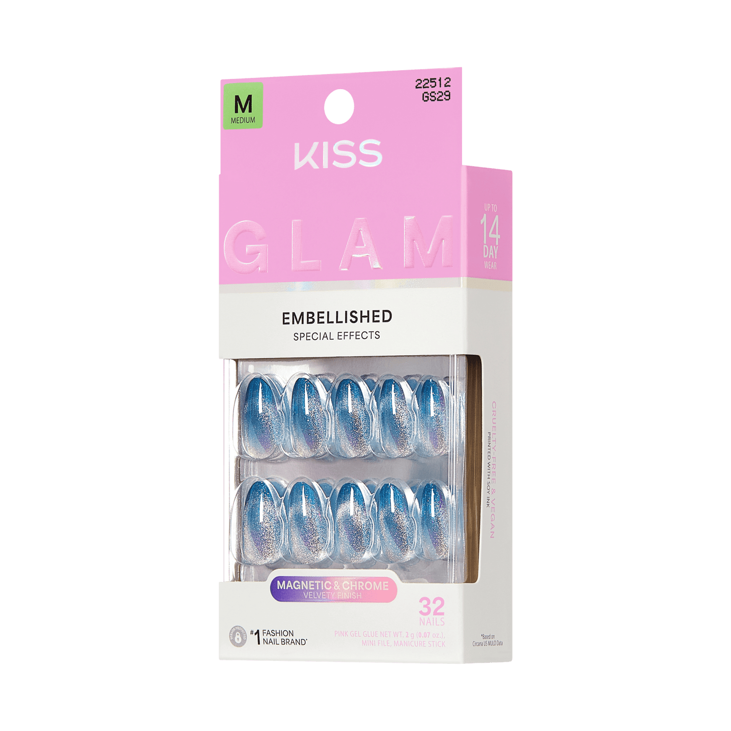 KISS GLAM Embellished Press On Glue Nails - Glow Forever