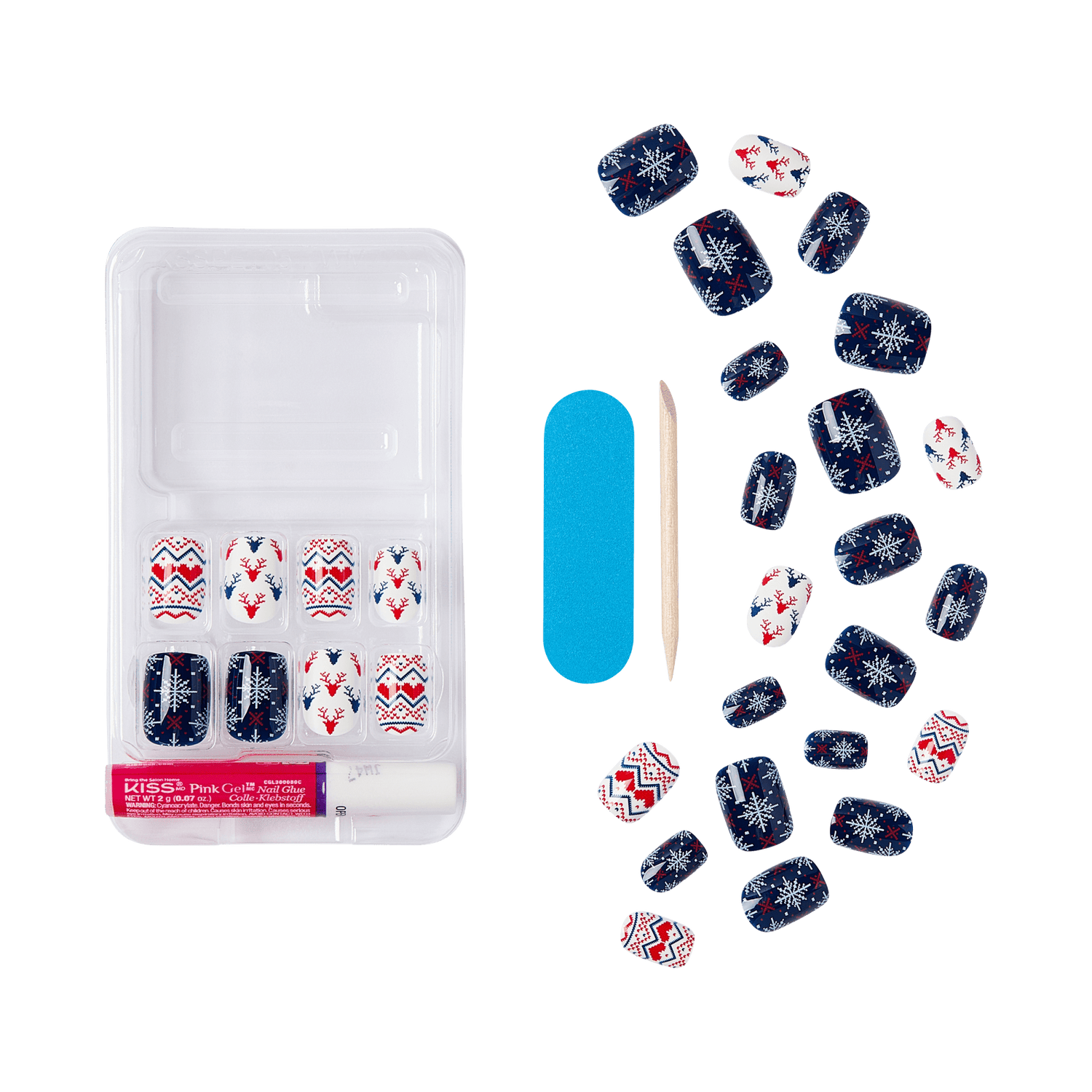 KISS Voguish Fantasy Holiday Press On Glue Nails - Snow Much Fun