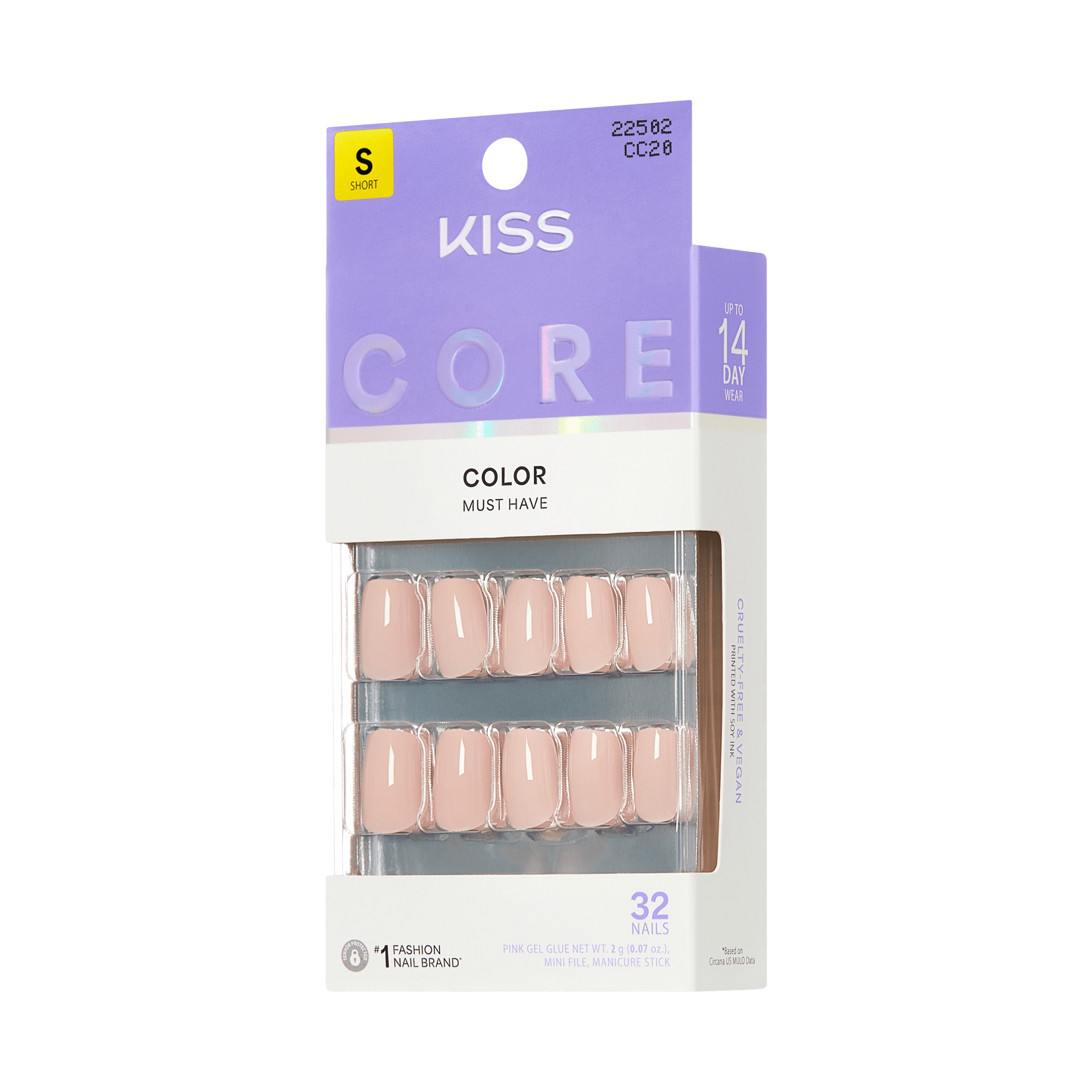 KISS Core Color Must Have Short Nude Pink Press-On Nails 32 Count