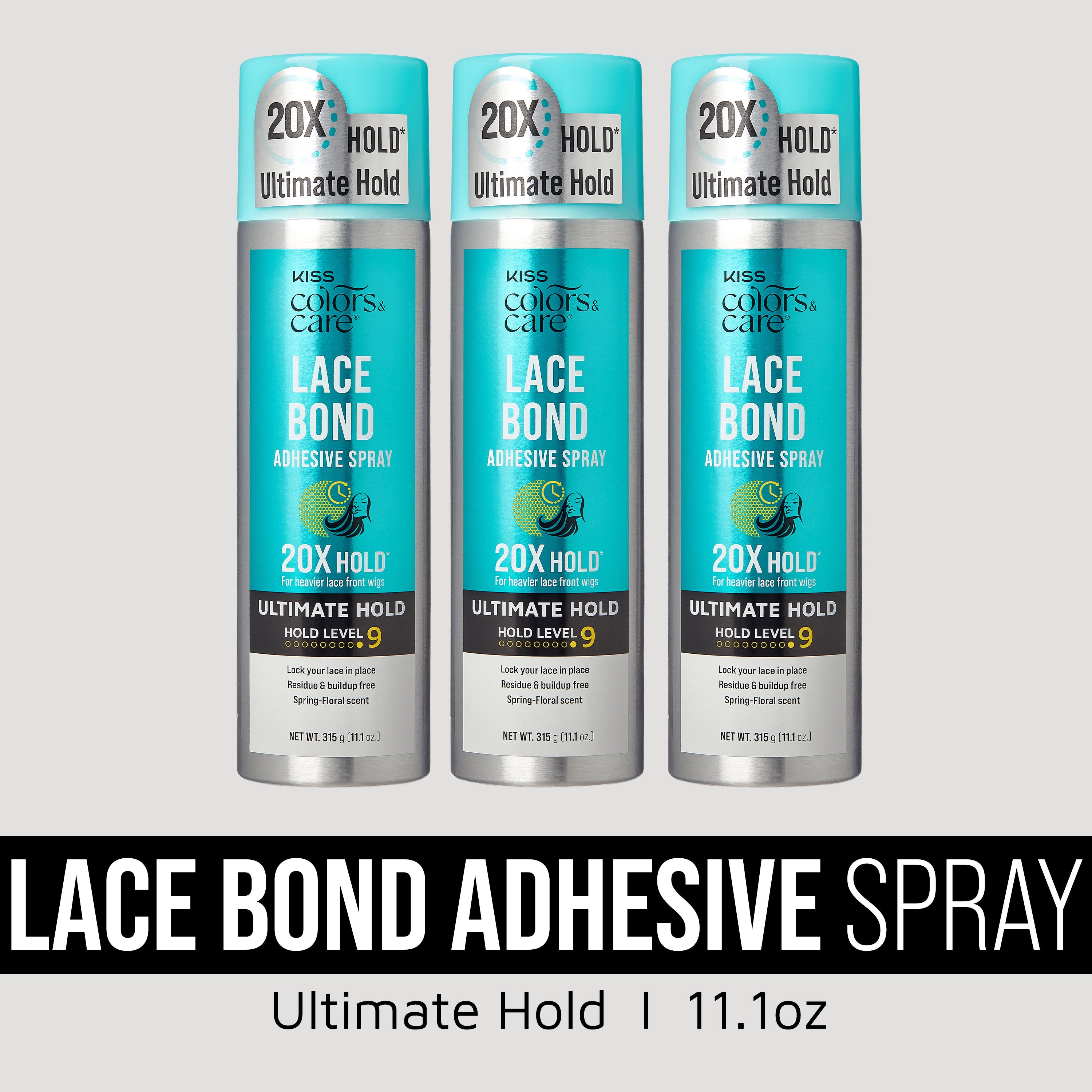 Kiss Colors &amp; Care Lace Bond Adhesive Spray, 20X Hold, 11.1oz, 3-pack
