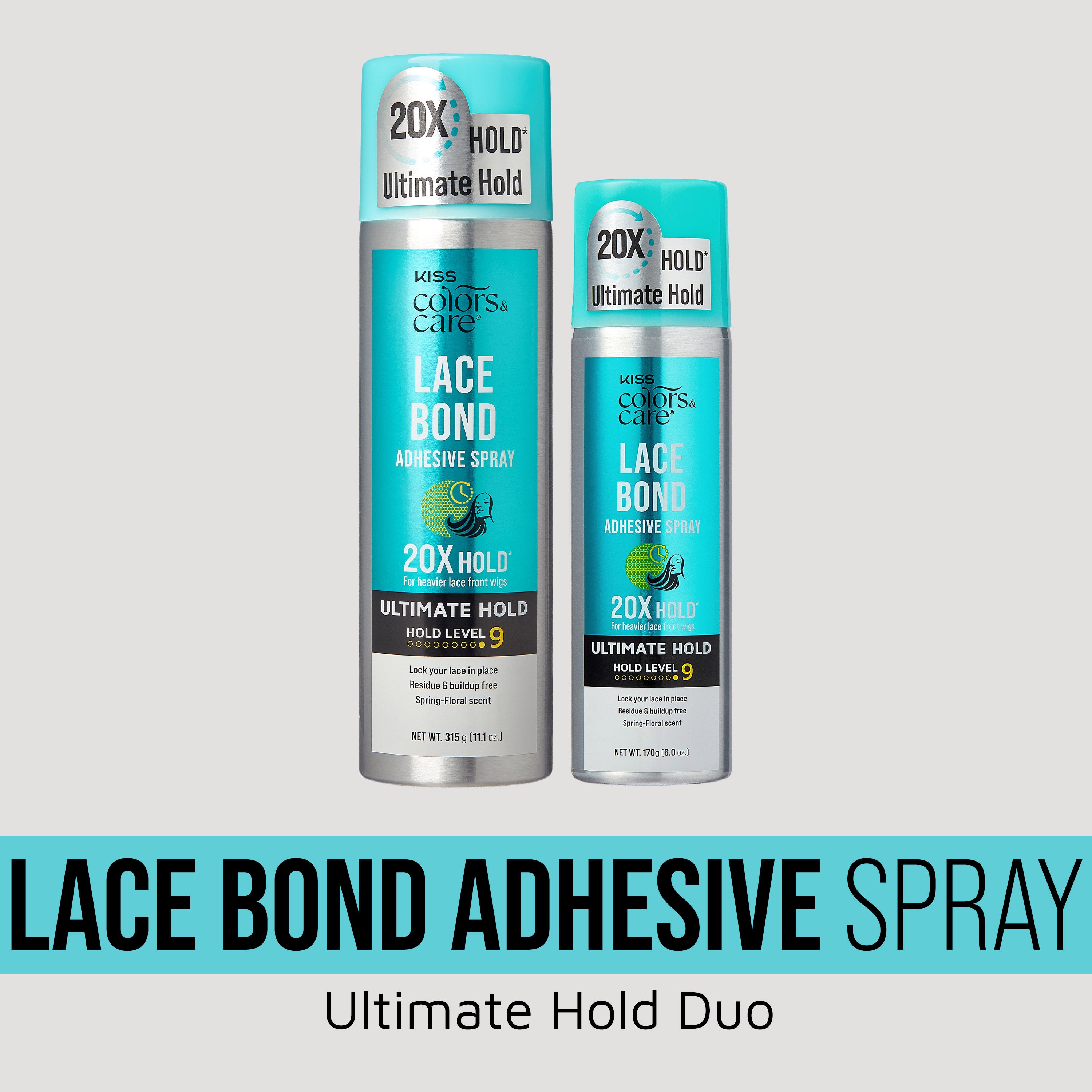 KISS Colors &amp; Care Lace Bond Adhesive Spray Ultimate Hold Duo Bundle