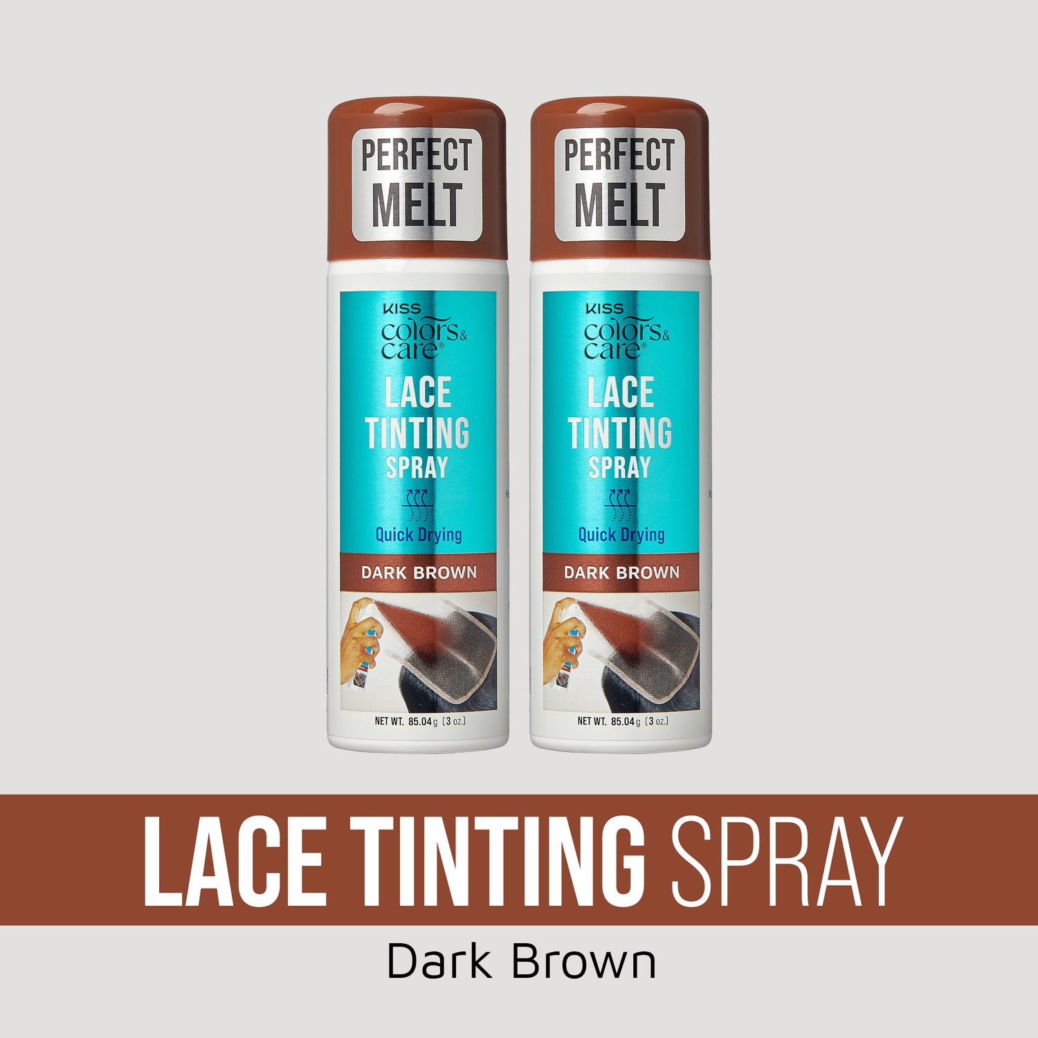 KISS Colors &amp; Care Perfect Melt Lace Tinting Spray Dark Brown, 3oz bottles (2-pack)