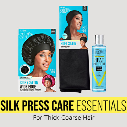 KISS Colors &amp; Care Silk Press Care Essentials Bundle - Hair Oil Serum