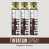 Three Tintation Medium Brown temporary hair color spray cans with pointed nozzles.