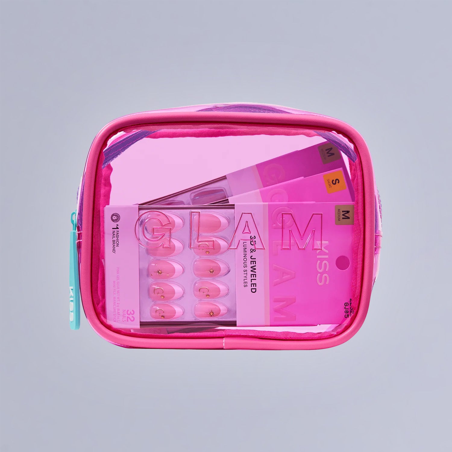 KISS GLAM Clear Cosmetic Bag - Pink