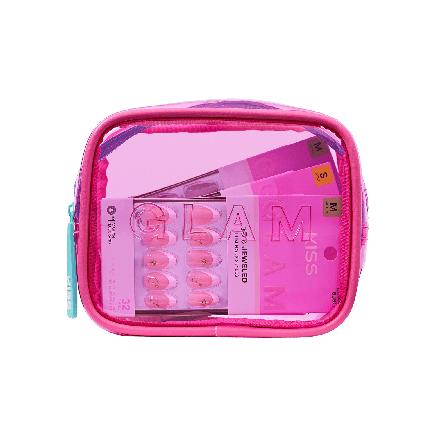 KISS GLAM Clear Cosmetic Bag - Pink