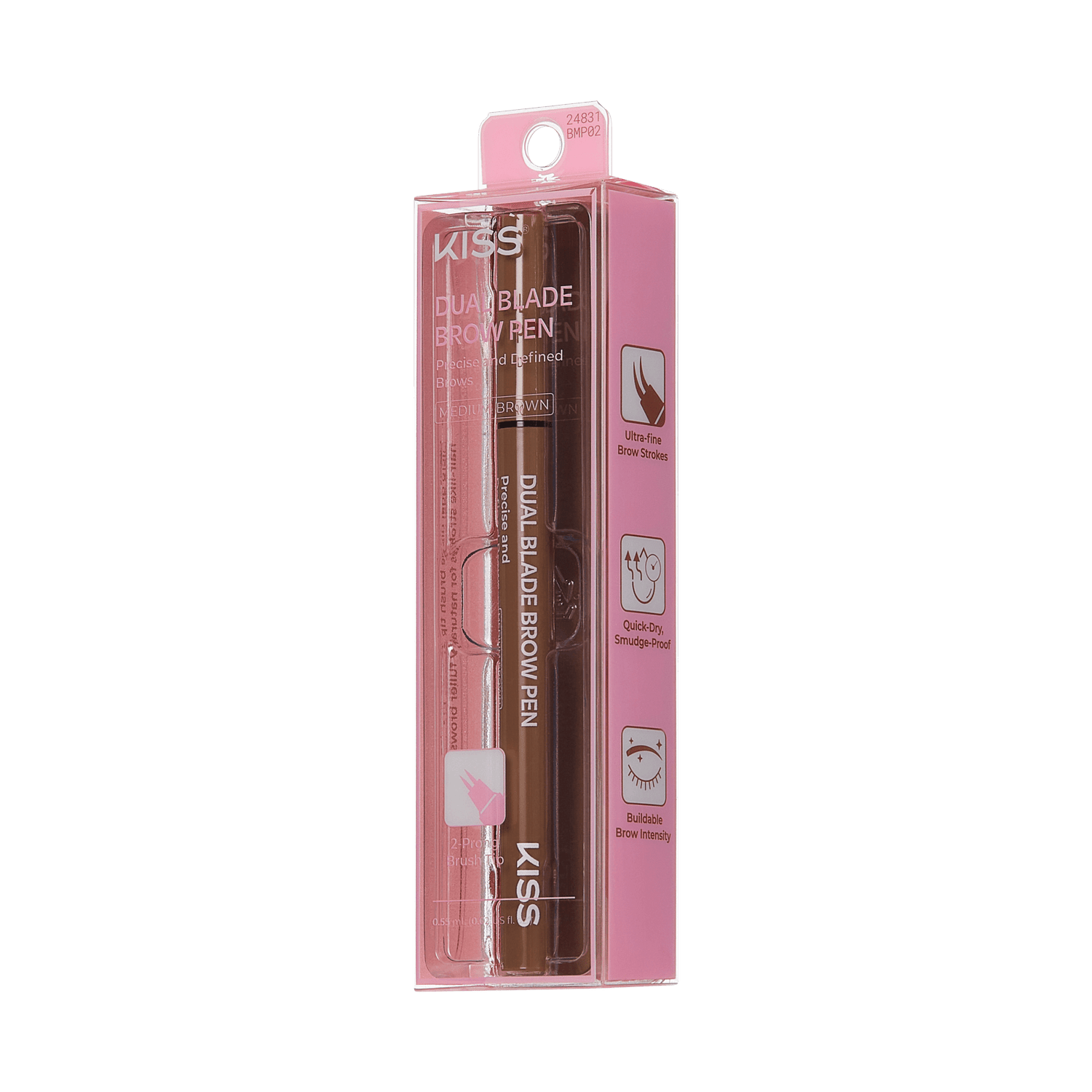 Kiss Dual Blade Brow Pen - Medium Brown | Smudge Free