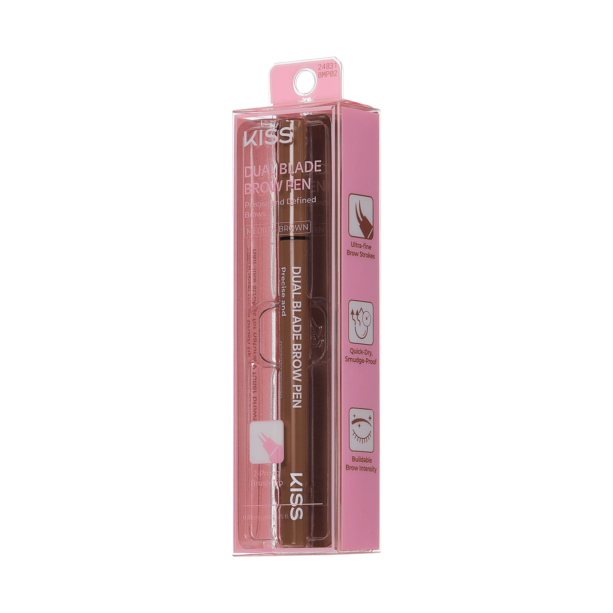 Kiss Dual Blade Brow Pen - Medium Brown | Smudge Free