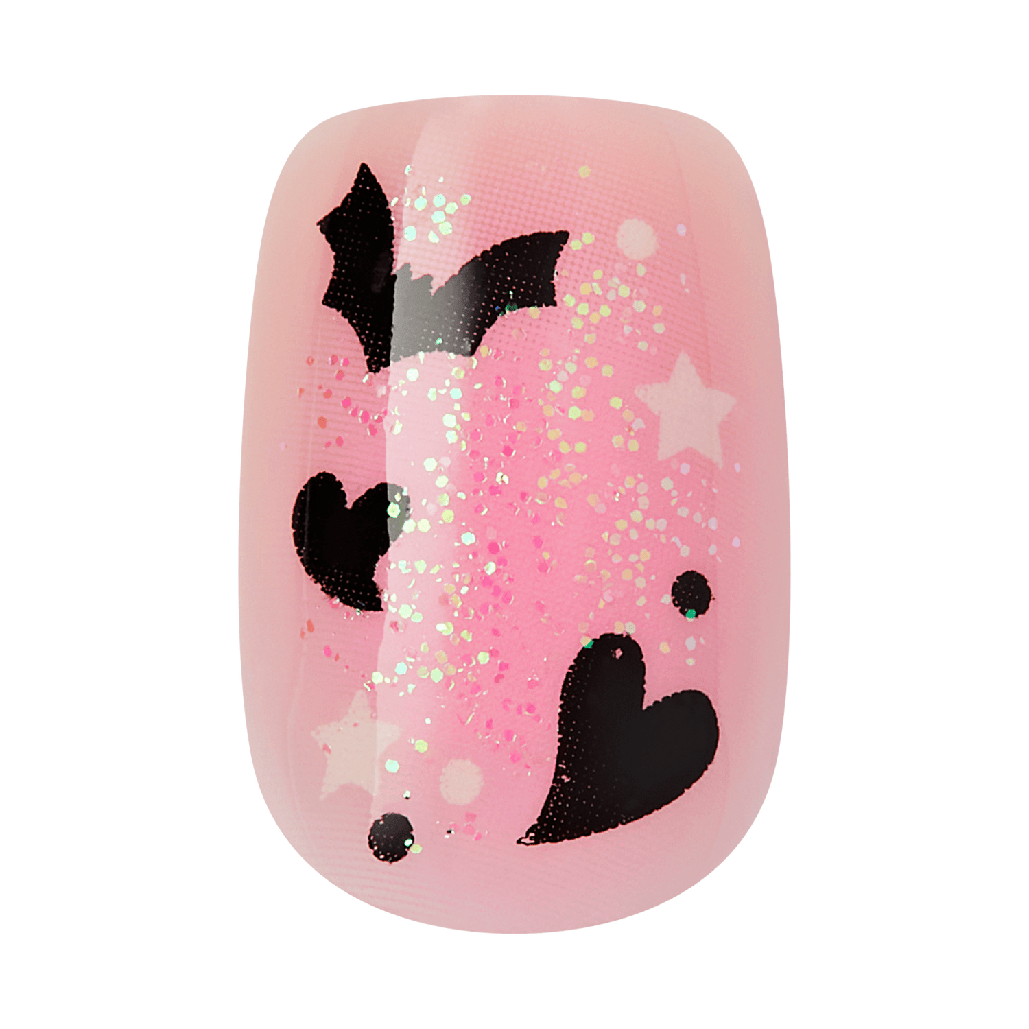 Kiss Haunt Halloween Press On Fake Glue Nails - Trick or Tip | Design, Pink, Short, Squoval, Glow In The Dark