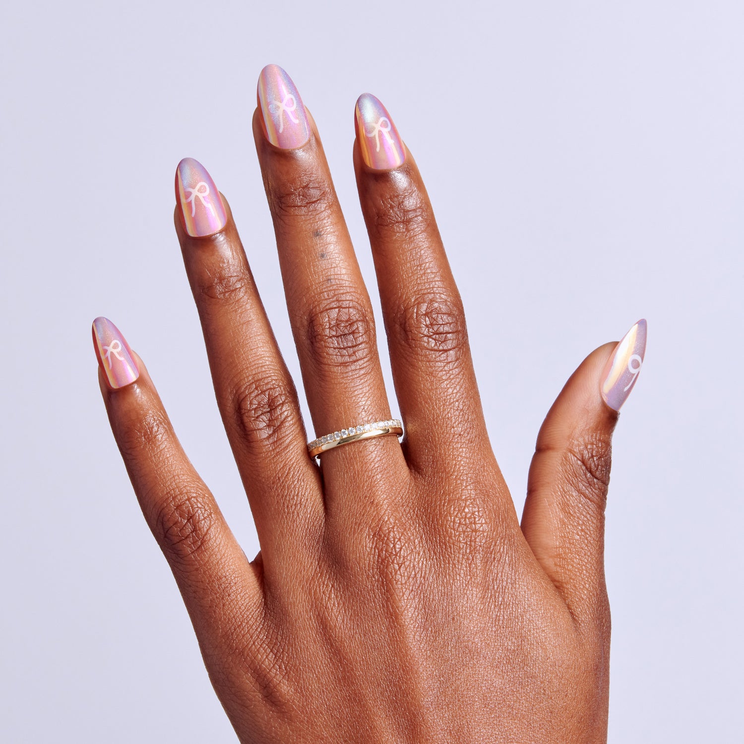 Kiss Glam Embellished Press On Fake Glue Nails - Happy Friday | 3D &amp; Jewel Design, Pink, Medium, Almond