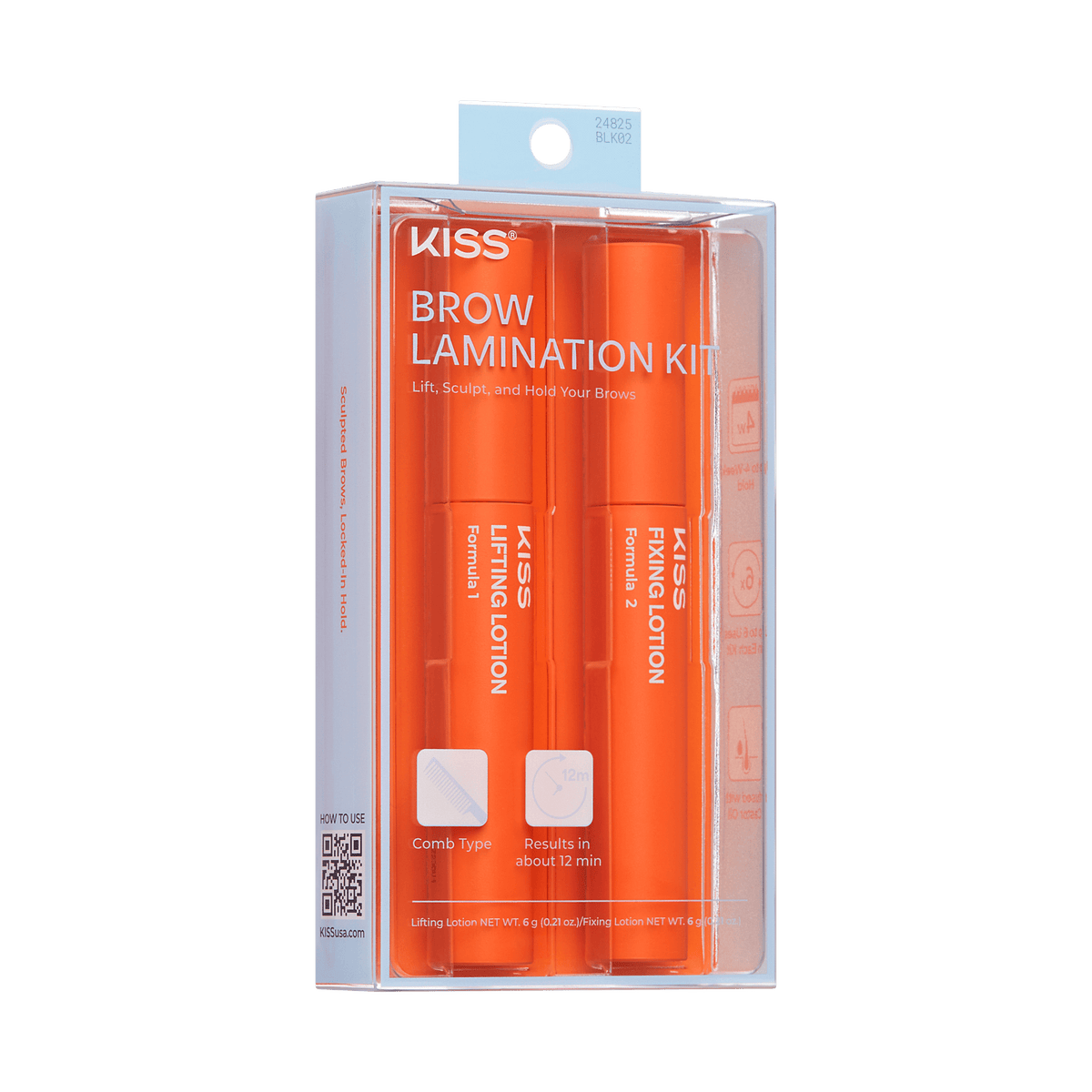 Kiss Brow Lamination Kit | Starter Kit, Lifting &amp; Shaping Lotion, Fixing Serum, Eyebrow Brush