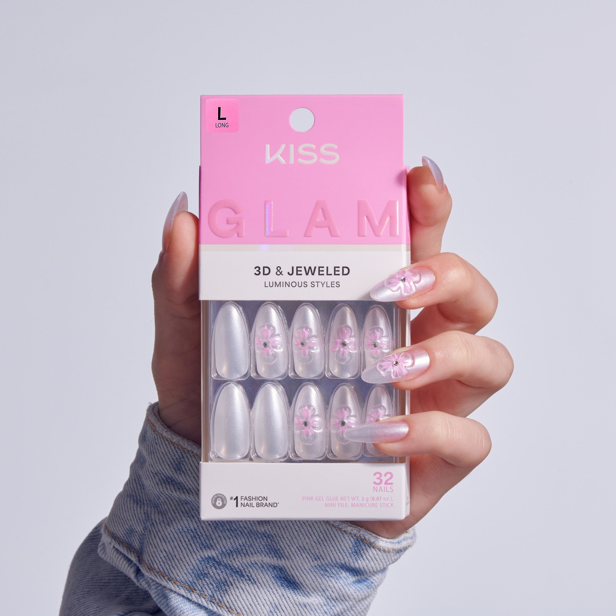 KISS GLAM 3D &amp; Jewel Press On Glue Nails  - Captured