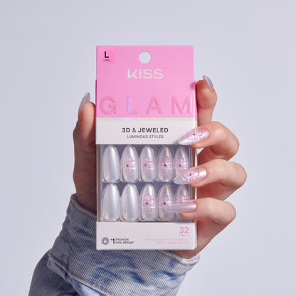 KISS GLAM 3D &amp; Jewel Press On Glue Nails  - Captured