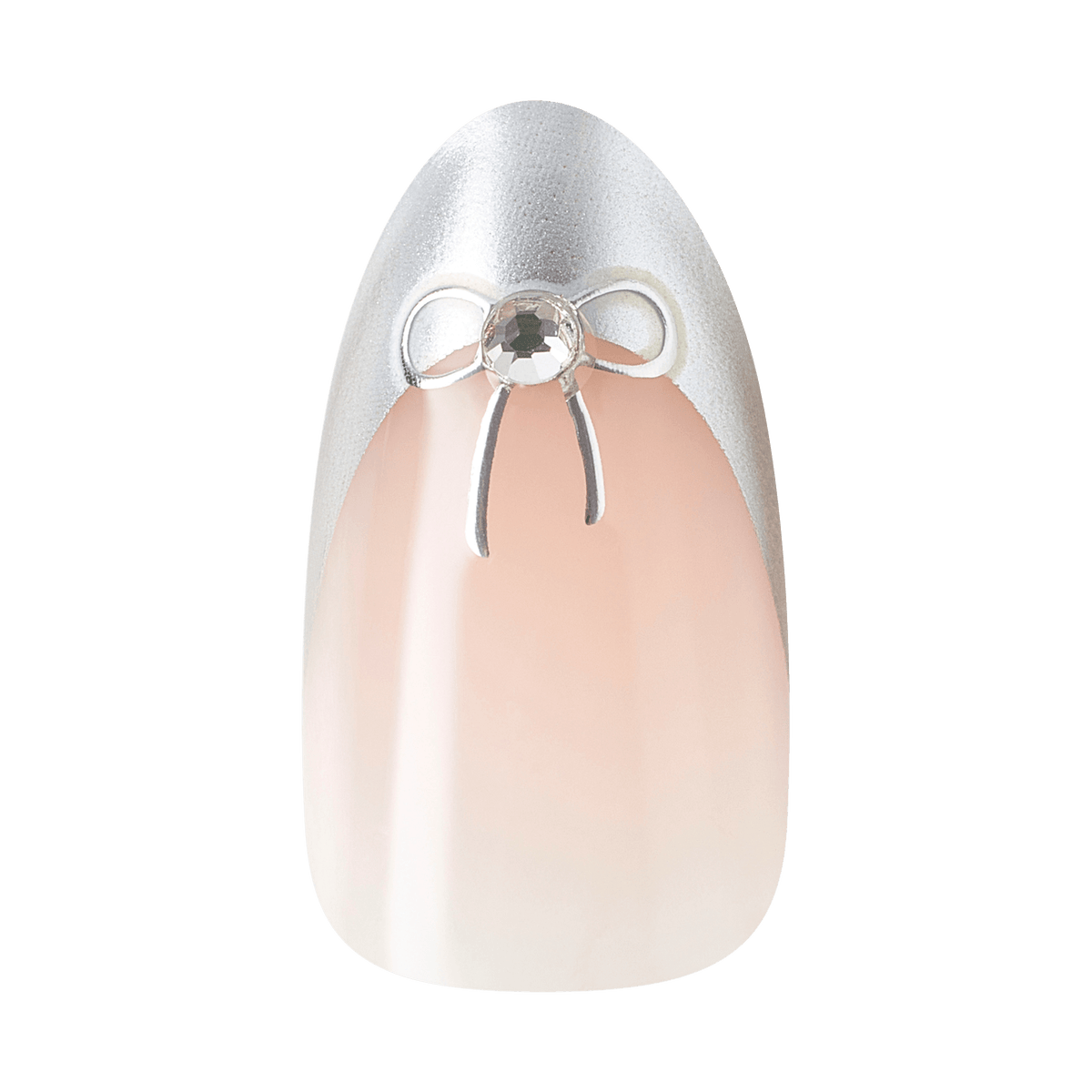 Kiss Merry Holiday Press On Fake Glue Nails - Let It Glow | 3D &amp; Jewel French Design, Silver, Medium, Almond