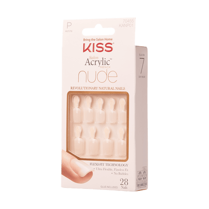 KISS Salon Acrylic French Nude Petite Press On Glue Nails - Holla Back