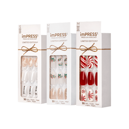 imPRESS Holiday Press-On Manicure Trio -  Peppermint Pretty