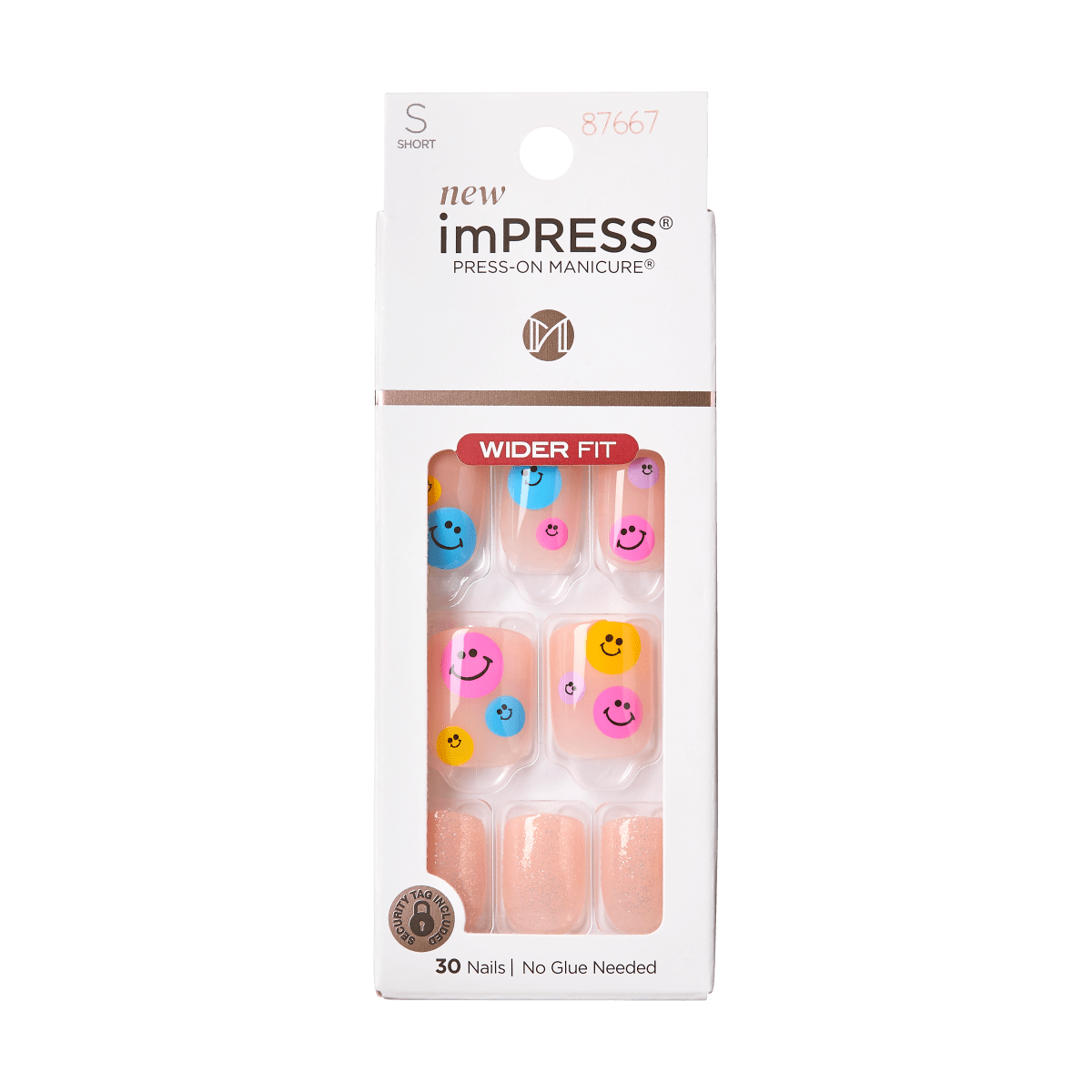 imPRESS Press-On Manicure - Wide Fit - Smile Emoji