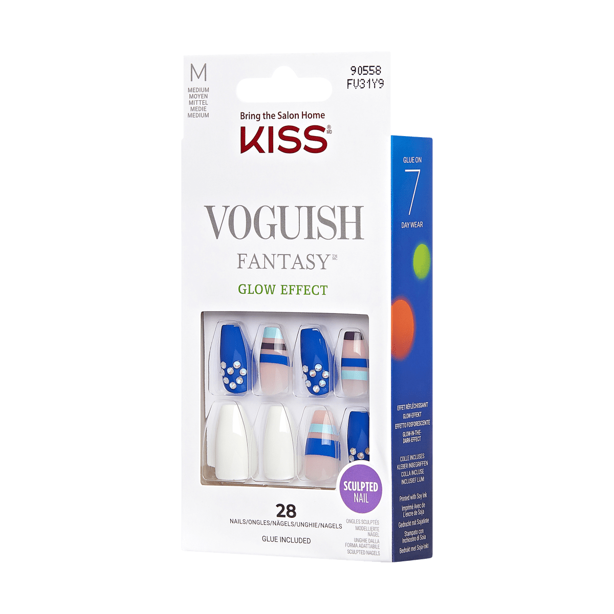 KISS Voguish Fantasy Sculpted Glow Effect Nails - Baddies