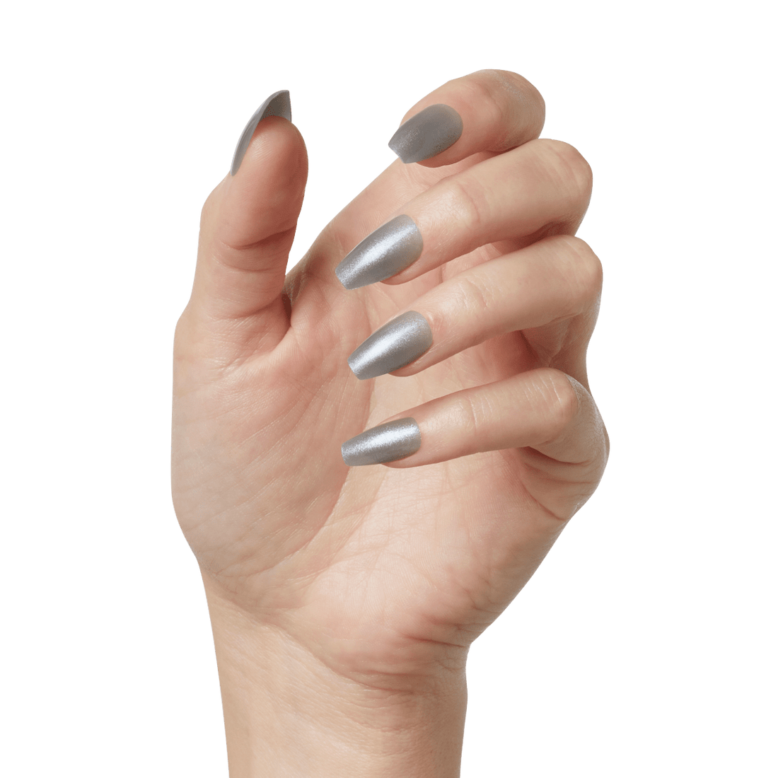 KISS Bare But Better, Press-On Nails, Icing, Gray, Med Coffin, 28ct