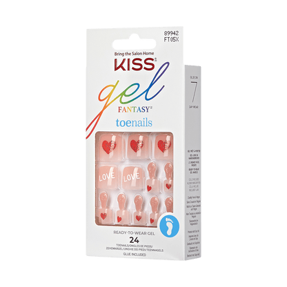 KISS Gel Fantasy, Press-On Nails, Love Wins, Beige, Short Square, 24ct